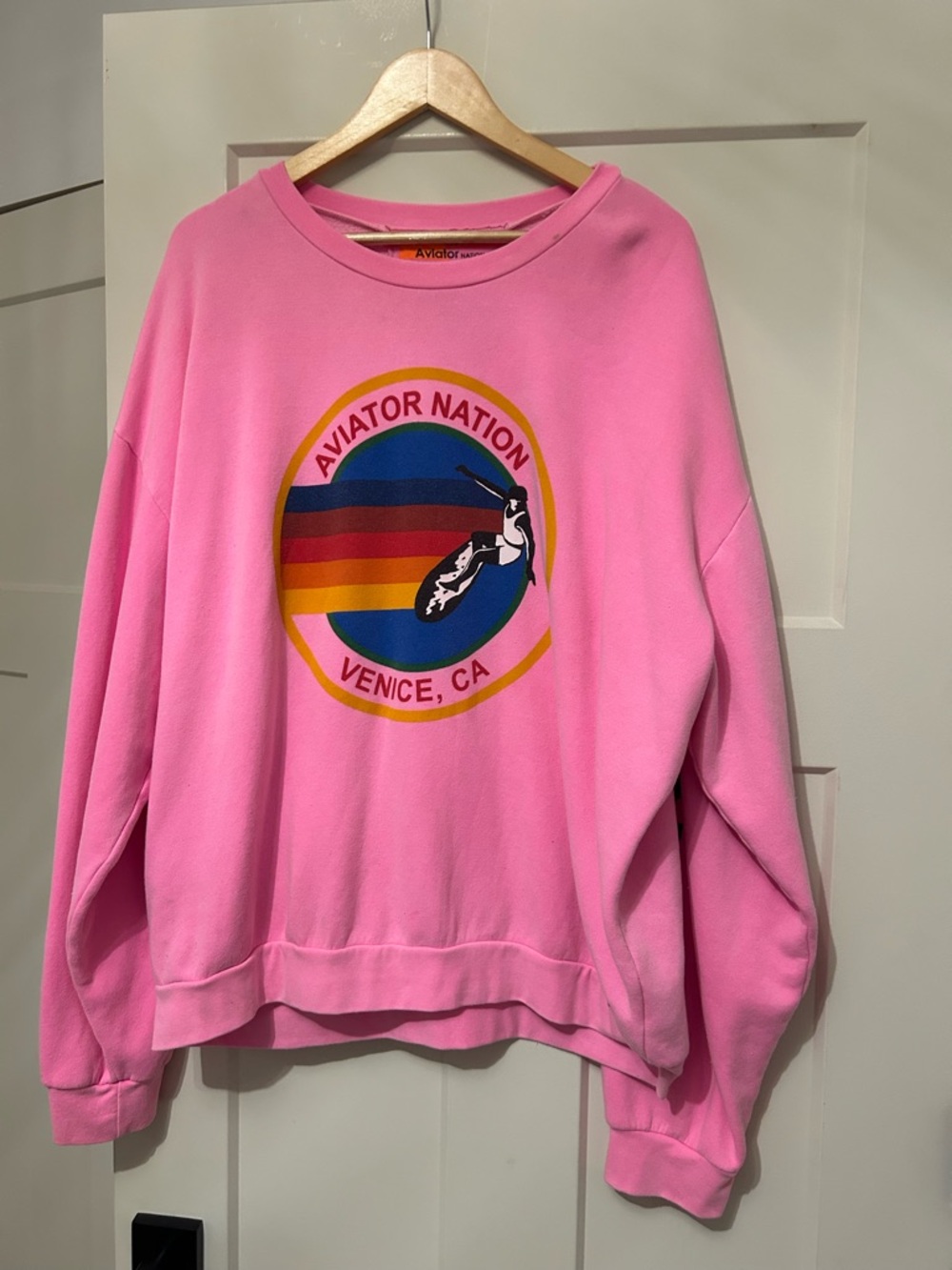 Aviator Nation Pink Retro Logo Crewneck